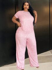Акція на Костюм жіночий SHEIN GD-00124639 XL Світло-рожевий від Rozetka