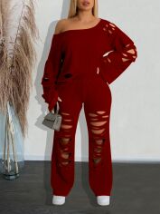 Акція на Костюм жіночий SHEIN GD-00144172 S Бордовий від Rozetka