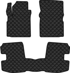 Акція на Килимки з екошкіри EVAtech ECO в салон авто для Yaris (I) (P1) 3-doors Toyota 1999-2006 1 покоління Htb EU Екошкіра чорна з чорною ниткою чорний кант від Rozetka
