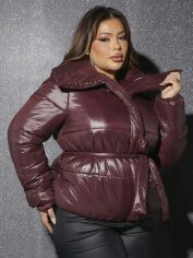 Акція на Куртка жіноча SHEIN GD-00157268 2XL Бордова від Rozetka