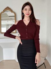 Акція на Топ жіночий SHEIN GD-00149210 S Бордовий від Rozetka