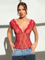 Акція на Топ жіночий SHEIN GD-00134348 XS Бордовий від Rozetka