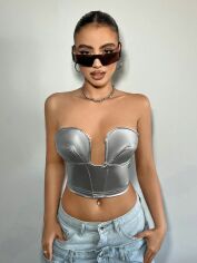 Акція на Топ жіночий SHEIN GD-00149500 S Срібний від Rozetka