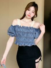 Акція на Топ жіночий SHEIN GD-00152516 XL Блакитний від Rozetka