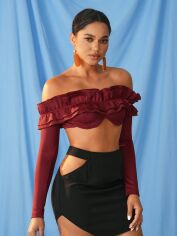 Акція на Топ жіночий SHEIN GD-00122329 L Бордовий від Rozetka