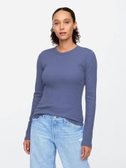 Акція на Лонгслів довгий жіночий GAP Pointeelle Crewneck T-Shirt 522270-07-3 S Синій від Rozetka