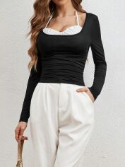 Акція на Лонгслів довгий жіночий SHEIN GD-00122836 XS Чорний від Rozetka