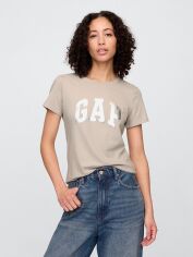 Акція на Футболка бавовняна жіноча GAP Logo 75983425 XL Бежева від Rozetka