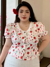 Акція на Блузка жіноча SHEIN GD-00140026 4XL Біла від Rozetka