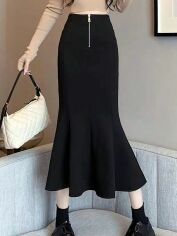 Акція на Спідниця міді осіння жіноча SHEIN GD-00162121 S Чорна від Rozetka