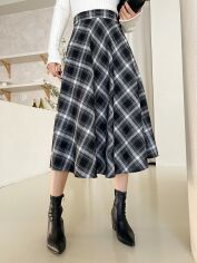 Акція на Спідниця міді осіння жіноча SHEIN GD-00162377 S Чорна з білим від Rozetka