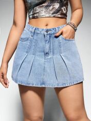 Акція на Спідниця джинсова міні літня жіноча SHEIN GD-00169849 XS Світло-блакитна від Rozetka