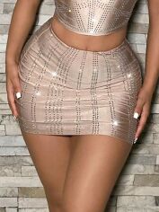 Акція на Спідниця міні літня жіноча SHEIN GD-00164727 L Кремова від Rozetka