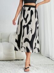 Акція на Спідниця міді літня жіноча SHEIN GD-00158478 S-Tall Чорна з білим від Rozetka