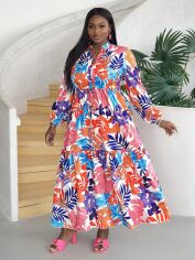 Акція на Плаття довге літнє жіноче SHEIN GD-00140047 4XL Комбіноване від Rozetka