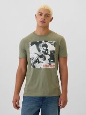 Акція на Футболка бавовняна довга чоловіча GAP Beastie Boys Graphic T-Shirt 265557834 S Зелена від Rozetka