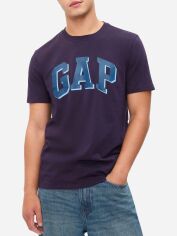 Акція на Футболка бавовняна довга чоловіча GAP Everyday Soft Logo 265557838 L Фіолетова від Rozetka