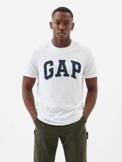 Акція на Футболка бавовняна довга чоловіча GAP Everyday Soft Logo 85576943 XL Біла від Rozetka