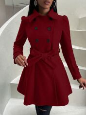 Акція на Пальто жіноче SHEIN GD-00099937 S Бордове від Rozetka