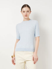 Акція на Футболка бавовняна жіноча ASK ME Crew-neck WIsk5 WTR- 218 KW09.02.23.52 M Блакитна від Rozetka