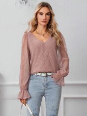 Акція на Блузка жіноча SHEIN GD-00086706 XS Рожева з коричневим від Rozetka