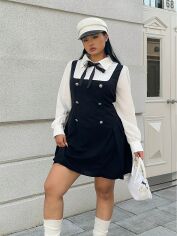 Акція на Плаття коротке літнє жіноче SHEIN GD-00125594 4XL Чорне з білим від Rozetka