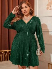 Акція на Плаття вечірнє коротке літнє жіноче SHEIN GD-00139197 XL Темно-зелене від Rozetka