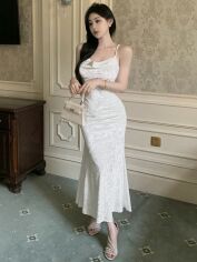 Акція на Плаття вечірнє довге літнє жіноче SHEIN GD-00146434 L Біле від Rozetka