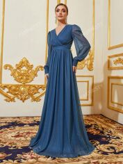 Акція на Плаття вечірнє довге літнє жіноче SHEIN GD-00149344 XS Сіре із синім від Rozetka