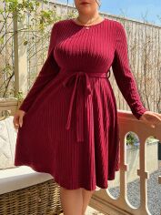 Акція на Плаття міді осіннє жіноче SHEIN GD-00160551 2XL Бордове від Rozetka