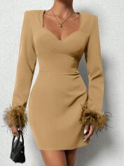 Акція на Плаття вечірнє коротке літнє жіноче SHEIN GD-00149317 L Пісочне від Rozetka