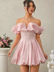Акція на Плаття вечірнє коротке літнє жіноче SHEIN GD-00155370 S Світло-рожеве від Rozetka