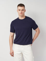 Акція на Футболка бавовняна довга чоловіча ASK ME Crew-neck SS N-AVT-120 KM09.01.09.52 S Темно-синя від Rozetka