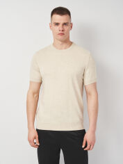 Акція на Футболка бавовняна довга чоловіча ASK ME Crew-neck SS N-AVT-120 KM09.01.16.52 L Бежева від Rozetka