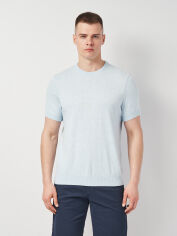 Акція на Футболка бавовняна довга чоловіча ASK ME Crew-neck SS N-AVT-120 KM09.01.23.52 S Блакитна від Rozetka