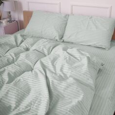 Акція на Простирадло на гумці MirSon Royal Soft Stripe 30-0027 Jasper 200x200 см від Rozetka