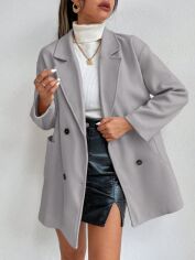 Акція на Пальто жіноче SHEIN GD-00159731 S-Petite Світло-сіре від Rozetka