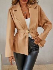 Акція на Пальто жіноче SHEIN GD-00159695 L Кремове від Rozetka