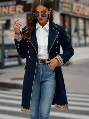 Акція на Пальто жіноче SHEIN GD-00159752 S Темно-сине від Rozetka