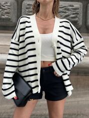 Акція на Кардиган жіночий SHEIN GD-00156501 One Size Чорно-білий від Rozetka