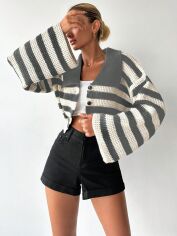 Акція на Кардиган жіночий SHEIN GD-00169895 One Size Сірий з бежевим від Rozetka