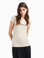 Акція на Футболка бавовняна жіноча Armani Exchange G3Z1998 XS Бежева від Rozetka
