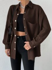Акція на Сорочка жіноча SHEIN GD-00168208 L Коричнева від Rozetka