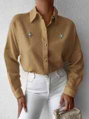 Акція на Сорочка жіноча SHEIN GD-00160097 L Коричнева від Rozetka