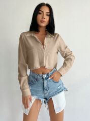 Акція на Сорочка бавовняна коротка жіноча SHEIN GD-00157133 M Бежева від Rozetka