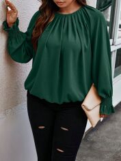 Акція на Блуза жіноча SHEIN GD-00095633 4XL Темно-зелена від Rozetka