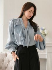 Акція на Блуза жіноча SHEIN GD-00143323 XL Сіра із блакитним від Rozetka