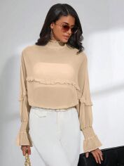 Акція на Блузка жіноча SHEIN GD-00160051 L Бежева від Rozetka