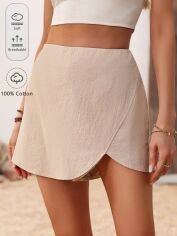 Акція на Спідниця-шорти міні літня жіноча SHEIN GD-00167265 XL Світло-бежеві від Rozetka