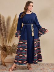 Акція на Плаття вечірнє довге осіннє жіноче SHEIN GD-00139142 3XL Темно-синє від Rozetka